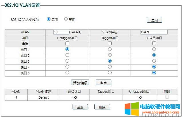 �O����WWAN,VLAN̖��10��VLAN������WAN,Untagged�˿ڞ�1��Tagged�˿ڞ�3