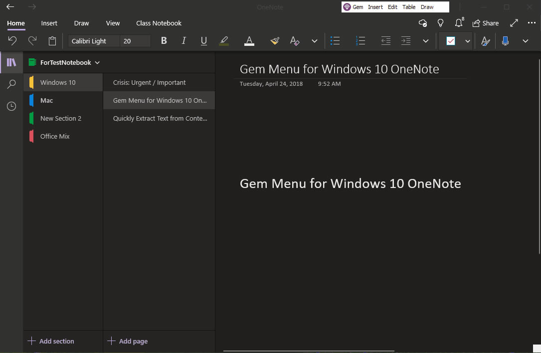 ʹ���䌚�ˆ� Gem Menu�ṩ����漉�e�Ę�ӛ��׌ OneNote ����б��г��F��ӛ��
