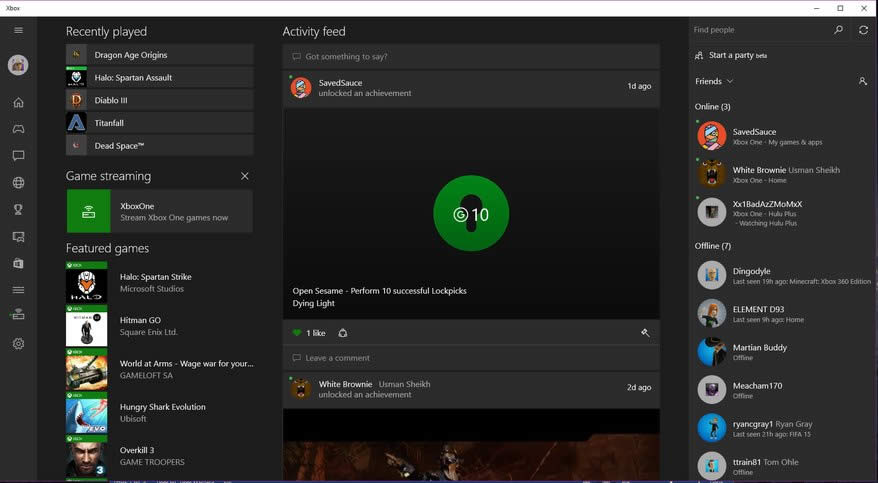 Windows10的Xbox社交網(wǎng)絡(luò)