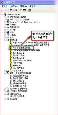 聯(lián)想筆記本換Xp系統(tǒng)后出現(xiàn) pci簡易通訊控制器 是什么驅(qū)動?